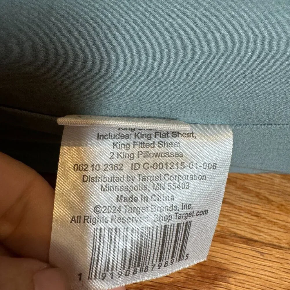 CASALUNA Thread Count Washed Supima Sateen Light Teal Solid Sheet Set NWT king - Picture 8 of 8